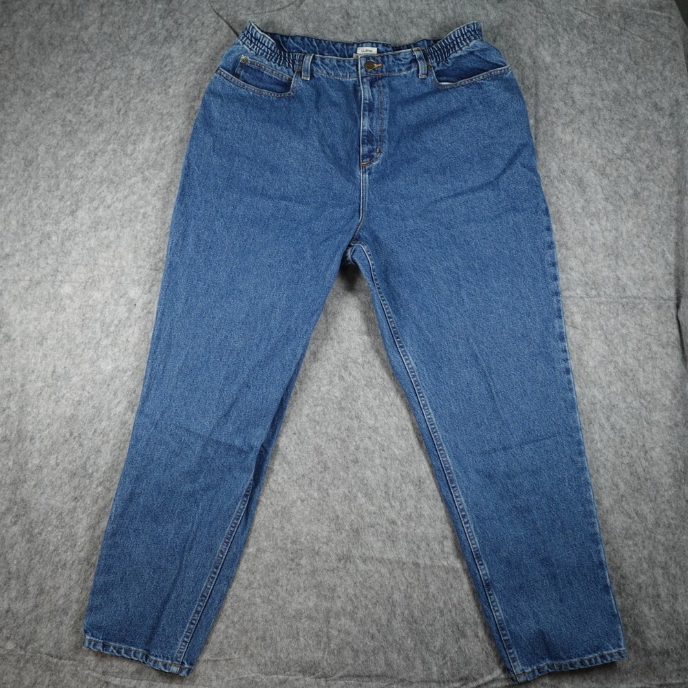 LL‎ Bean Jeans Women 18W Blue Original Relaxed Fit High Rise Side Elastic Mom